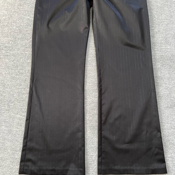 Wrapper Black Satiny Metallic Pinstripe Flare Trousers - Picture 3 of 6